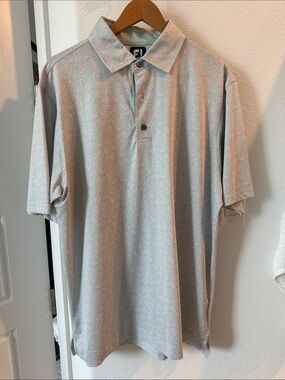 FootJoy Light Green Polo with Pink Leaf Print